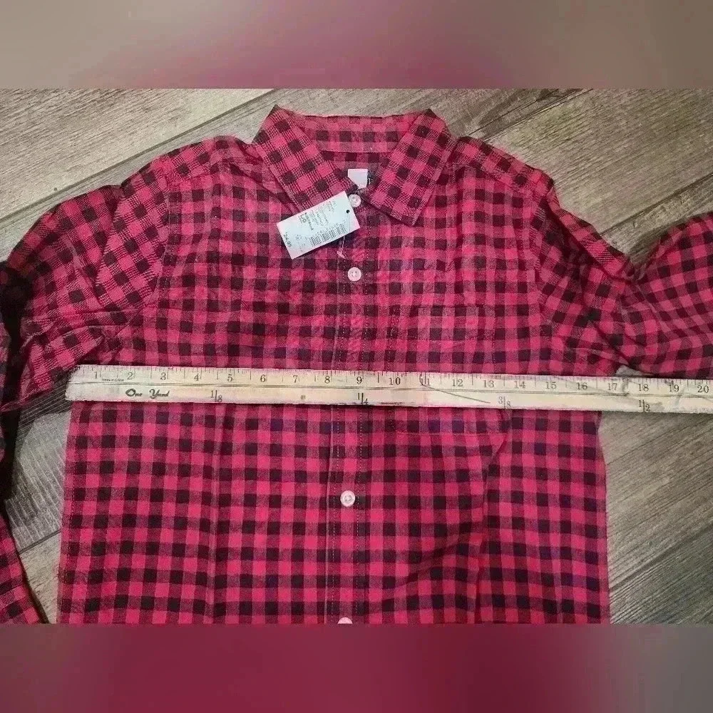 The Children's Place Plaid Button Up Shirt Boys Size Large 10-12 Red Black